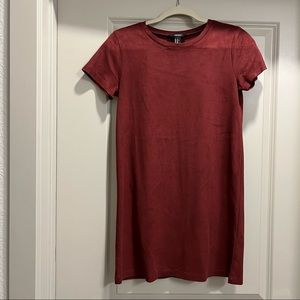 Burgundy Velvet Shift Dress, XS